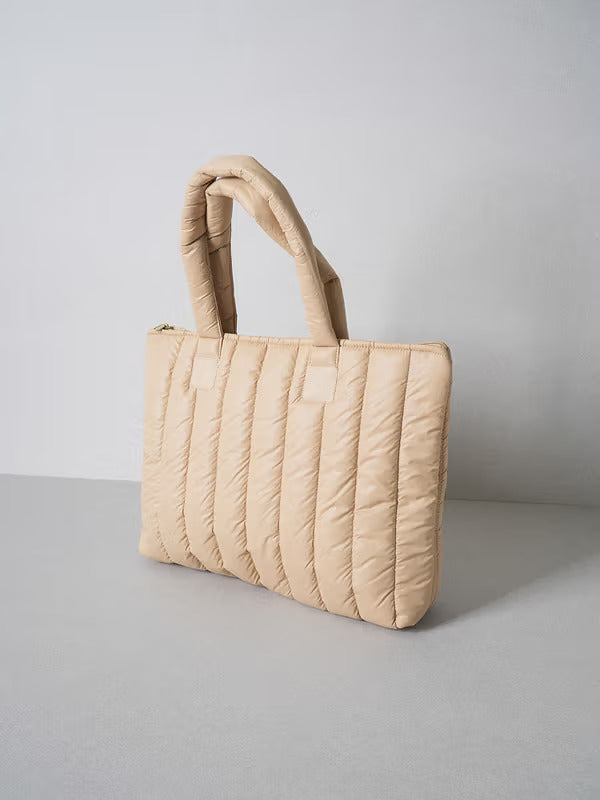 Quilted Tote Beige