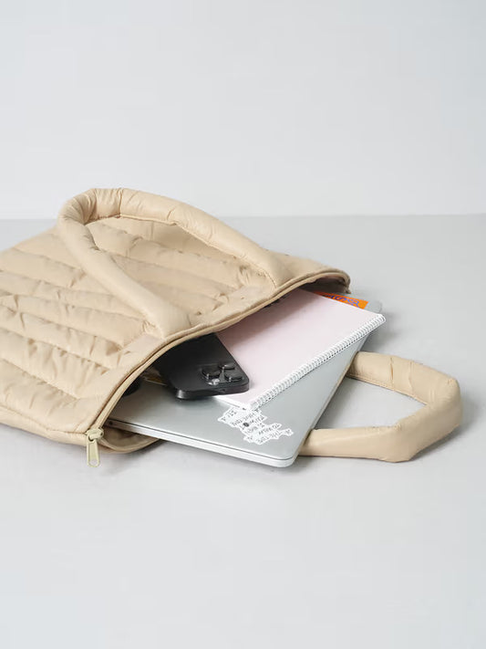 Quilted Tote Beige