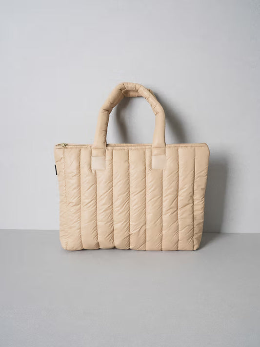 Quilted Tote Beige